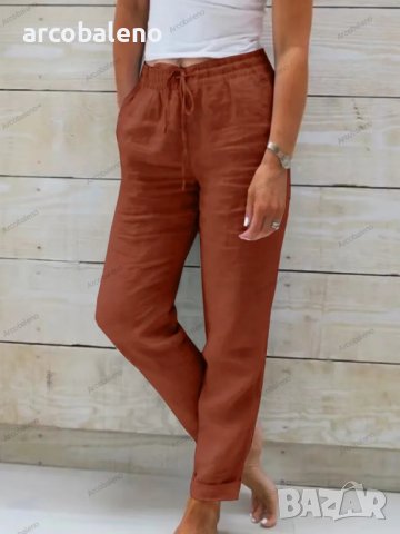 Дамски широки едноцветни панталони с еластична талия, 7цвята - 023, снимка 6 - Панталони - 41600464