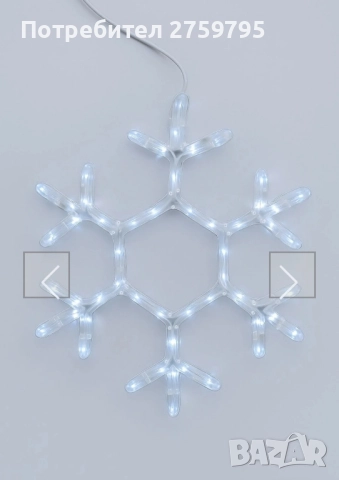 ТОП.новогодишни лампи, снежинка, бяла 40см x 34см 3 м. LED 171473MC ., снимка 2 - Лед осветление - 52341604