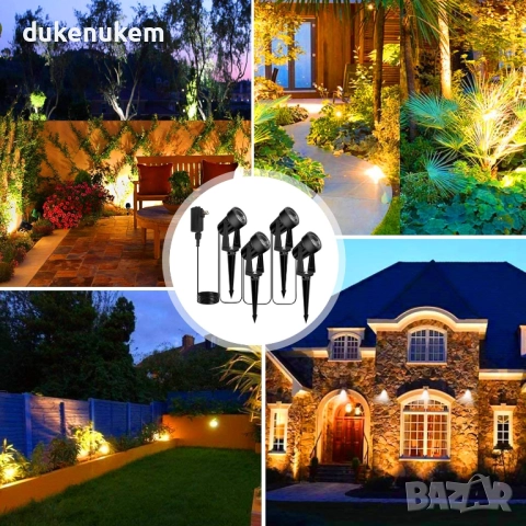 LED градински прожектори, 4x3W, 14M, топла светлина 3000K, снимка 6 - Лед осветление - 52127365