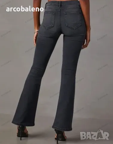 Дамски ретро изпрани дълги дънки с висока талия , снимка 2 - Дънки - 49069419