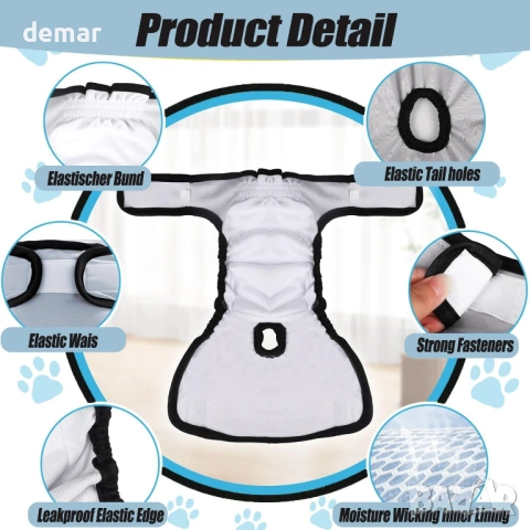 Пакет от 3 пелени за многократна употреба за кучета, (черни, S), снимка 3 - За кучета - 53835605