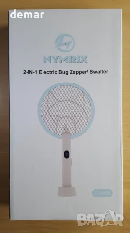Електрическа ракета за мухи и комари Nymrix, 2 в 1 4100V с акумулаторна батерия 1800 mAh, 2 броя, снимка 9 - Други стоки за дома - 49326066