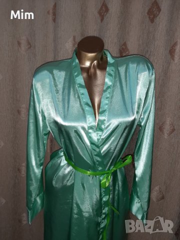 Etam 38 Сатенен халат в резедаво, снимка 3 - Нощници - 41839581