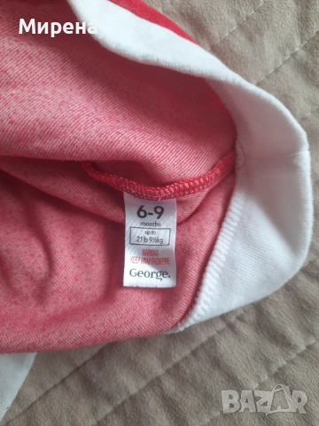 Коледна плюшена рокличка George, 6-9 месеца, снимка 2 - Бебешки рокли - 52365991