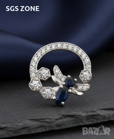 Сребърна висулка със сапфир и рубин от Тайланд, снимка 3 - Колиета, медальони, синджири - 53439507