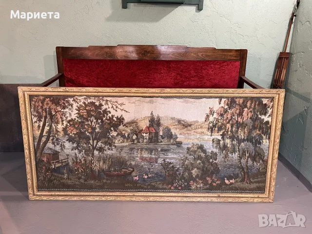стар Голям рамкиран ковьор лебедово езеро