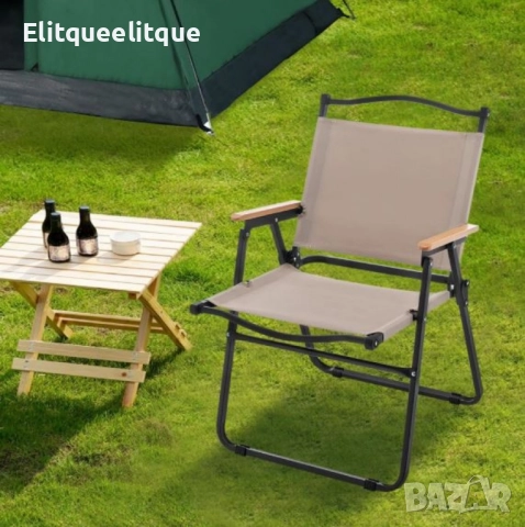 Сгъваем къмпинг стол с дървени подлакътници NS 3918/NS 3919