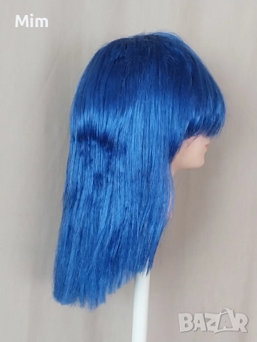 Синя и Неоново зелена перука с бретон , снимка 9 - Аксесоари за коса - 37225069
