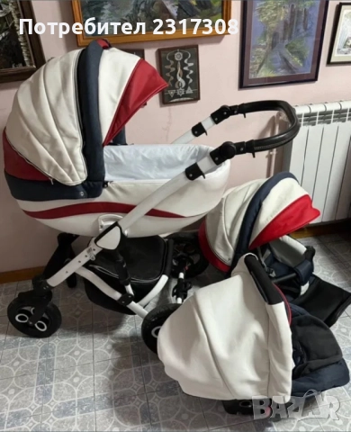 Луксозна количка с три коша, снимка 2 - Детски колички - 52425716