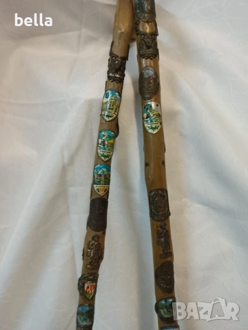 Автентични тиролски алпийски бастуни с колекционерски плакети, снимка 3 - Антикварни и старинни предмети - 53656824