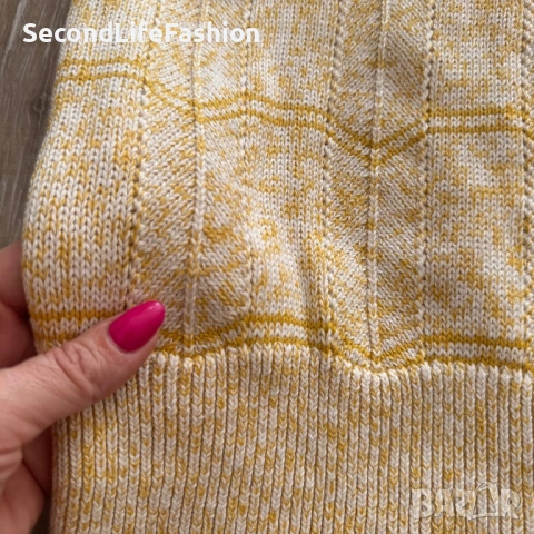 Дамски пуловер Lucky Brand, размер M, жълт, плетен с къс ръкав, снимка 7 - Блузи с дълъг ръкав и пуловери - 53505160