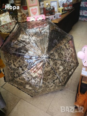 Черен прозрачен чадър, снимка 3 - Други - 34248137