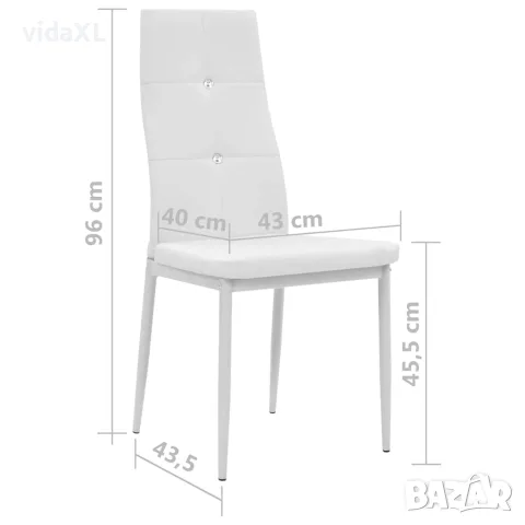 vidaXL Трапезни столове, 4 бр, бели, изкуствена кожа, снимка 8 - Столове - 56146423