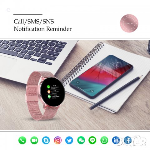 Стилен дамски смарт часовник GOKOO водоустойчив НОВ, снимка 12 - Смарт гривни - 39053775