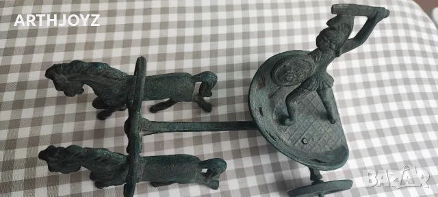 МЕТАЛНА СТАТУЕТКА РИМСКА КОЛЕСНИЦА, снимка 4 - Статуетки - 47929566
