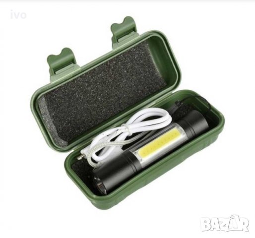 Фенер с COB LED светлина 3 режима на работа , USB зареждане + кутийка, снимка 5 - Къмпинг осветление - 33913910