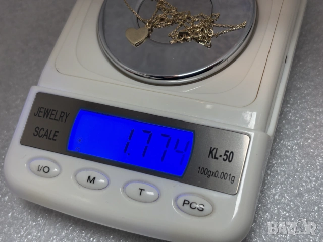 Тънко златно колие с плътно сърце-1,77 грама 14К (проба 585), снимка 9 - Колиета, медальони, синджири - 53814008