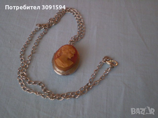 Медальон пендатив камея бял метал, снимка 6 - Антикварни и старинни предмети - 39343520