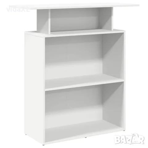 vidaXL Рецепционно бюро, бяло, 100x40x104 см, инженерно дърво