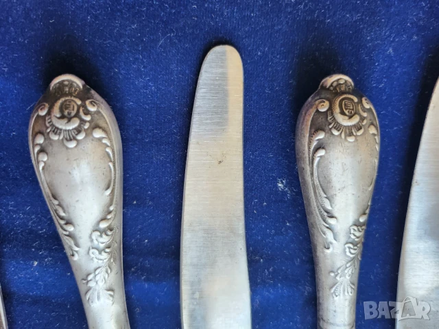 ножове от мелхиор, к-т от 6 броя , модел "Класик" на Фаберже, производство СССР, снимка 2 - Прибори за хранене, готвене и сервиране - 50808506