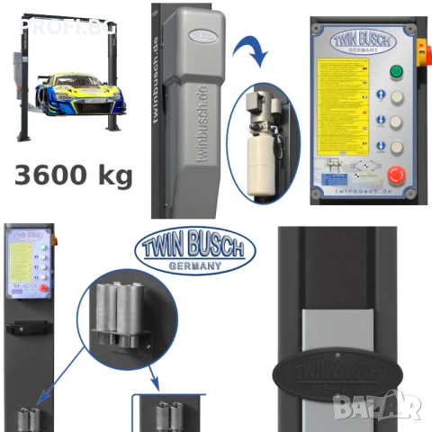 Подемник двуколонен 3.6t горна синхронизация ел.магнитнo заключване TWIN BUSCH, снимка 3 - Други машини и части - 51139142