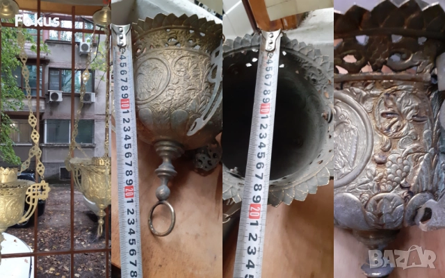 Чифт страхотни стари големи месингови кандила двуглав орел, снимка 7 - Антикварни и старинни предмети - 51978524