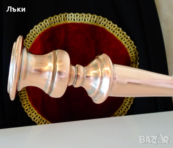 Меден свещник 25 см.,чиста червена мед 320 гр. , снимка 3 - Антикварни и старинни предмети - 51937705