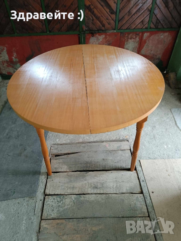 Разтегателна дървена маса с 6 стола в комплект, снимка 3 - Маси - 44595083