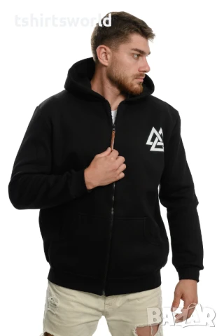 Нов мъжки суичър с цип и трансферен печат на сериала Викинги, valhalla, снимка 4 - Суичъри - 37021167