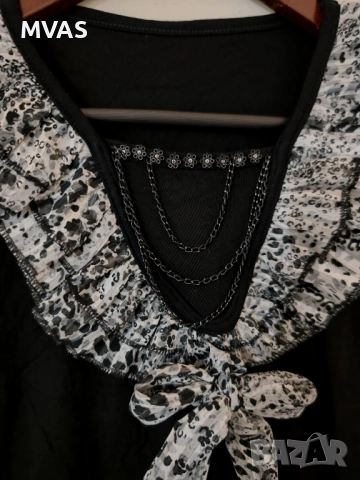 Нова дамска черна официална блуза с дълъг ръкав S размер, снимка 3 - Блузи с дълъг ръкав и пуловери - 51609938