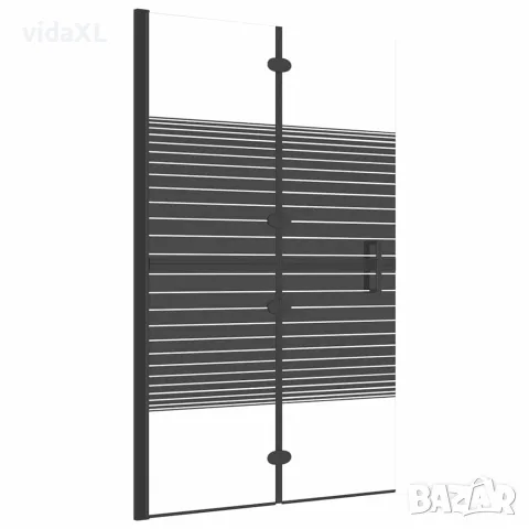 vidaXL Сгъваем душ параван, ESG стъкло, 80x140 см, черен