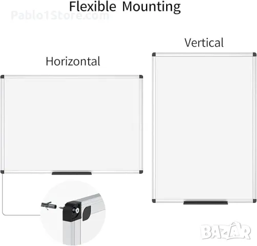 VIZ-PRO магнитна дъска за писане/изтриване с маркер, 120 x 90 см, сребърен алуминиев框, снимка 6 - Други стоки за дома - 49288797