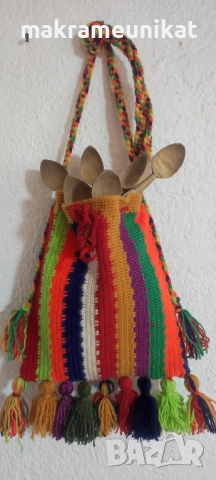 Етно торба, ръчно плетиво, за народна носия, декорация за механа, битов кът, за Сурва, кукер, нова, снимка 3 - Други - 51951358