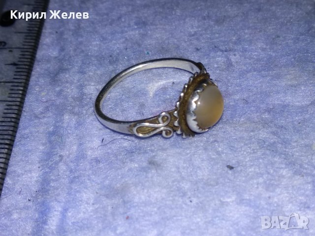СТАРИНЕН СКЪПОЦЕНЕН СРЕБРЕН АР НУВО ПРЪСТЕН ВИСОКА ПРОБА СРЕБРО с РЪЧНО ШЛИФОВАН ЛУНЕН КАМЪК 38285, снимка 8 - Антикварни и старинни предмети - 40920500