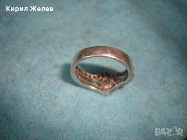 СТАР АНГЛИЙСКИ СКЪПОЦЕНЕН СРЕБЪРЕН АР НУВО ПРЪСТЕН СРЕБРО 925 с ФАСЕТИРАНИ ЦИРКОНИ 25836, снимка 10 - Пръстени - 35884667