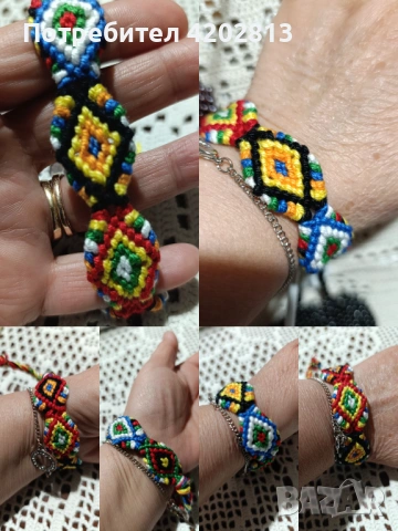 Ръчна изработка . Техника Макраме . Памучни конци. Гривни , снимка 3 - Гривни - 53761576