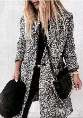 Елегантно дамско палто в меланж