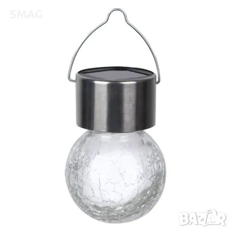 Соларна висяща стъклена лампа сребърна 6см S_1176810