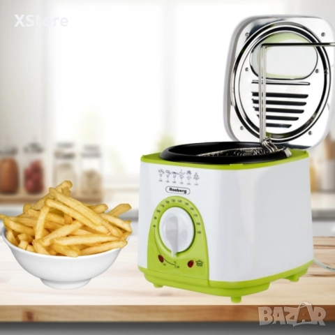 Фритюрник мини Rosberg, 1 литър, 950W, 80-190 C, 24 МЕСЕЦА ГАРАНЦИЯ, снимка 2 - Фритюрници - 52436674