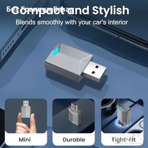 Нов Wireless CarPlay адаптер за кола iOS iPhone USB Type-C 2016+ автомобил, снимка 4 - Друга електроника - 50034386