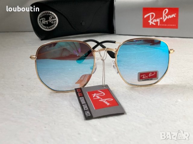 Ray-Ban Hexagonal RB3548 дамски мъжки слънчеви очила унисекс сини огледални, снимка 4 - Слънчеви и диоптрични очила - 41768859