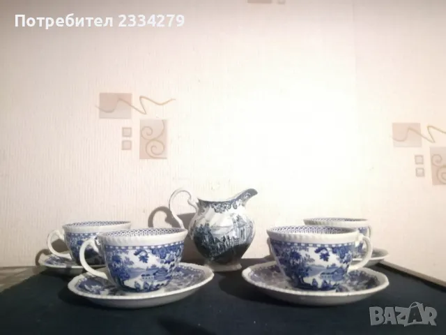 Стар порцеланов сервиз за кафе, Английска финна изработка. , снимка 2 - Сервизи - 48351381