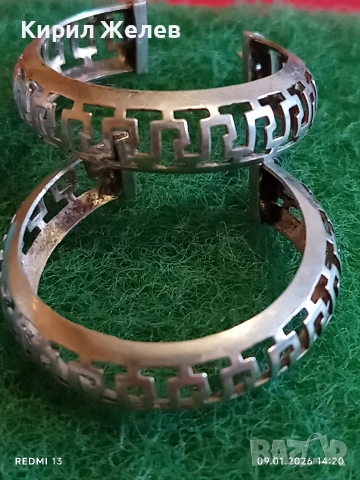 Сребърни обеци с дизайн Гръцки ключ символизира безкрайност и вечния поток на живота 51937, снимка 2 - Части - 53043750