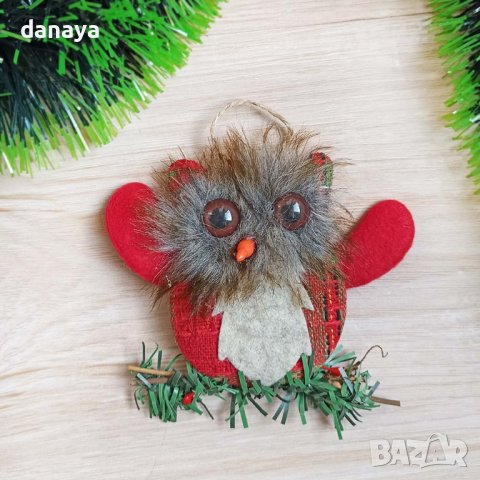 3475 Коледна фигура за окачване Бухалче върху клонче