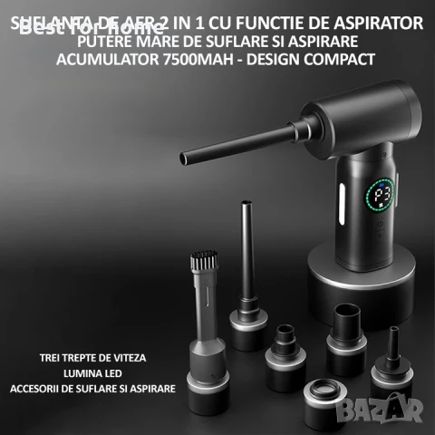 Вентилатор със сгъстен въздух и прахосмукачка 2 в 1, снимка 6 - Друга електроника - 50565452