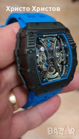 Мъжки луксозен часовник Richard Mille RM 53-01 Blue Rubber Strap Super High Quality , снимка 4 - Мъжки - 41568105