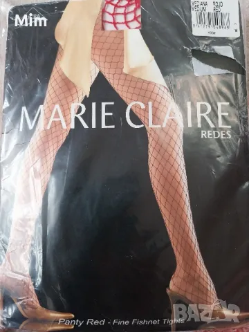 Резервирани MARIE CLAIRE Червен чорапогащник мрежа , снимка 1