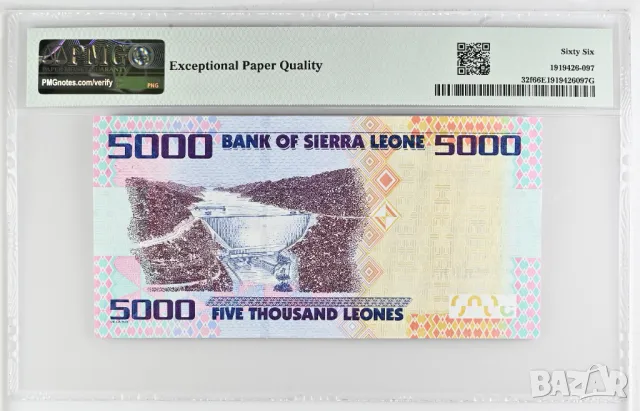 Сиера Леоне 5000 леони 2021 година  PMG 66, снимка 2 - Нумизматика и бонистика - 50374524
