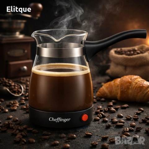 Кафеварка Cheffinger 0,5 л – стъклен съд, 650 W, бутон ON/OFF, снимка 3 - Друга електроника - 53180337