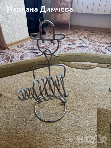 Луксозна поставка за бутилка вино – неръждаема никелирана стомана, оригинален дизайн, снимка 2 - Декорация за дома - 53843460